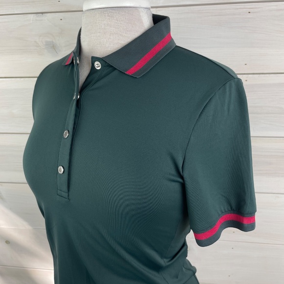 Lohla Sport The Mia Pine Green Short Sleeve Polo Top - NWT - Picture 2 of 5